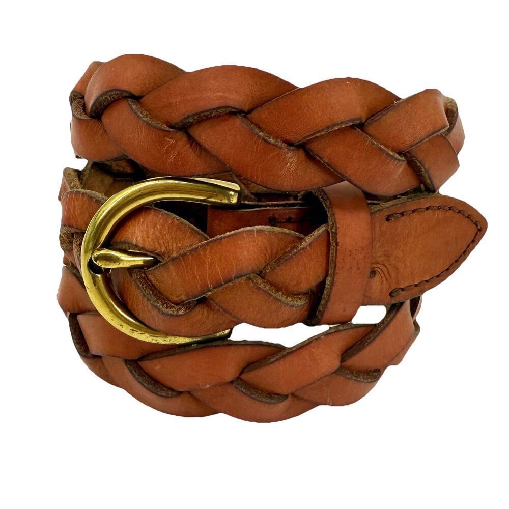 Fossil Belt Womens Medium Brown Leather Braided Boho Country Western Size Small